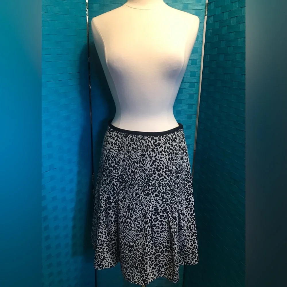 Worthington A Line Pleated Chiffon Skirt Lined Leopard Print